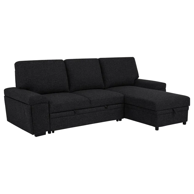 Coaster Furniture Demko 500357 Sleeper Sectional Sofa with Speaker and Storage Chaise - Black