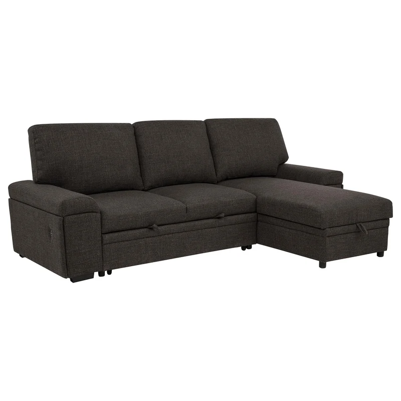 Coaster Furniture Demko 500356 Sleeper Sectional Sofa with Speaker and Storage Chaise - Brown