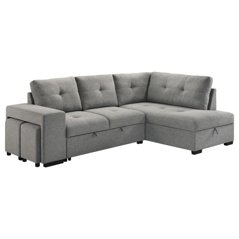 Coaster Furniture Roanne 500347 Fabric Upholstered Sleeper Sectional Sofa - Grey