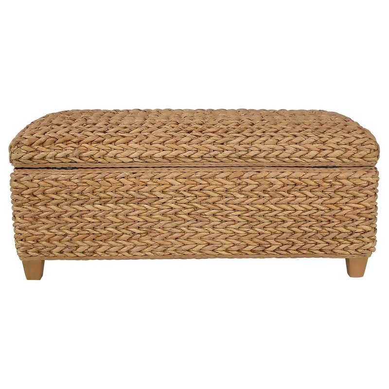 Coaster Furniture Laughton 500215NTL Hand-Woven Banana Leaf Storage Bench - Natural