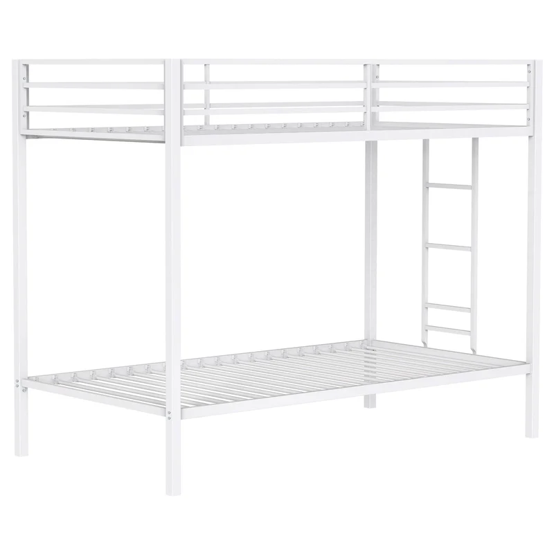 Coaster Furniture Alevera 460361WHT Metal Twin Over Twin Bunk Bed with Ladder - White