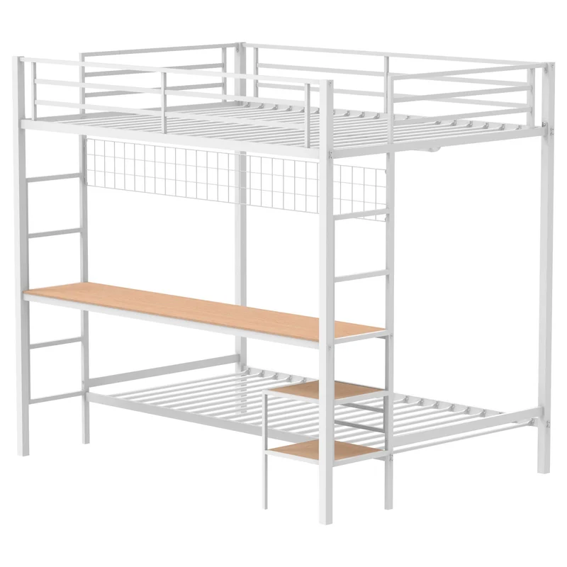 Coaster Furniture Bettoni 460209WHT Metal Full Over Twin Workstation Bunk Bed - Matte White