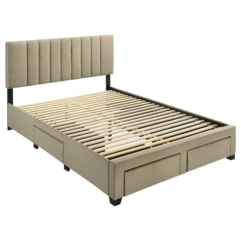 Coaster Furniture Wheatland 316010Q 4-drawer Upholstered Queen Storage Bed - Light Brown