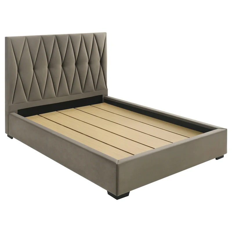 Coaster Furniture Delsea 315975Q Upholstered Queen Panel Platform Bed - Light Brown