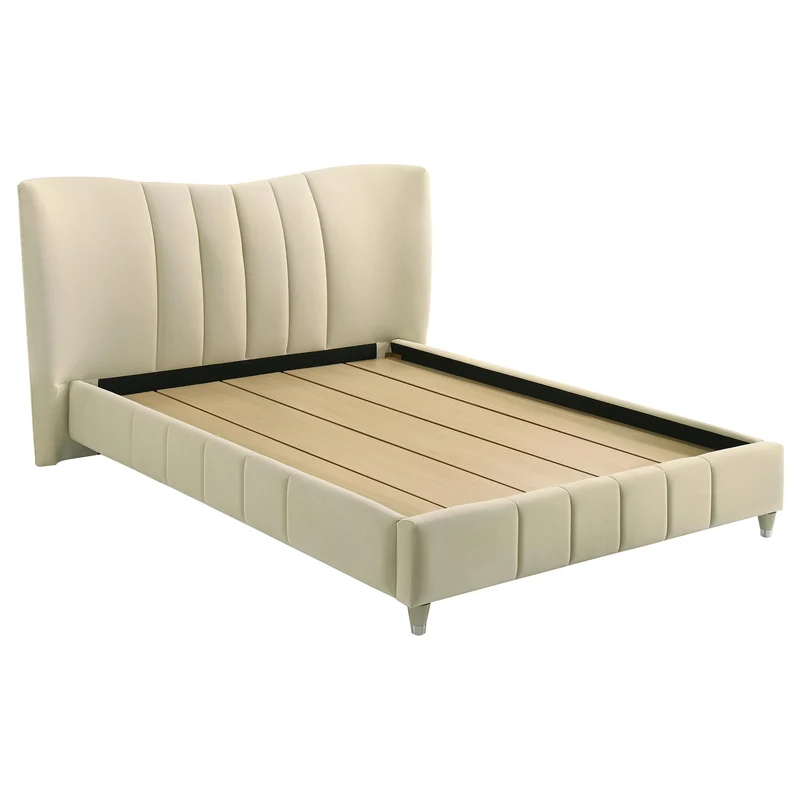 Coaster Furniture Evelyn 315956Q Upholstered Queen Panel Platform Bed - Ivory