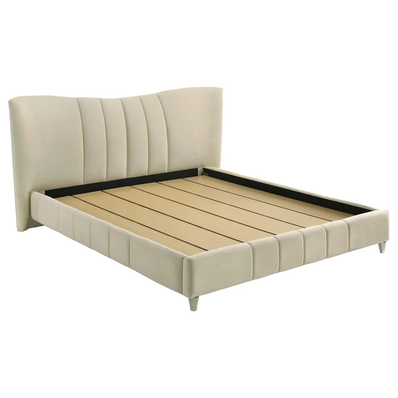 Coaster Furniture Evelyn 315956KE Upholstered Eastern King Panel Platform Bed - Ivory