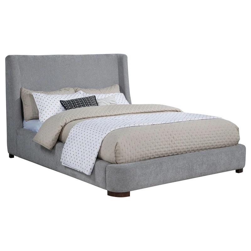 Coaster Furniture Rennes 315928KE Upholstered Eastern King Wingback Platform Bed - Grey