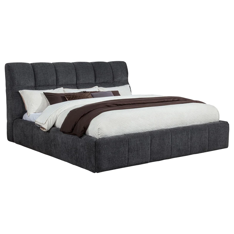 Coaster Furniture Nollet 315917GRYKE 48-inch Upholstered Eastern King Platform Bed - Grey