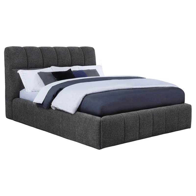 Coaster Furniture Nollet 315917GRYQ 48-inch Upholstered Queen Panel Platform Bed - Grey
