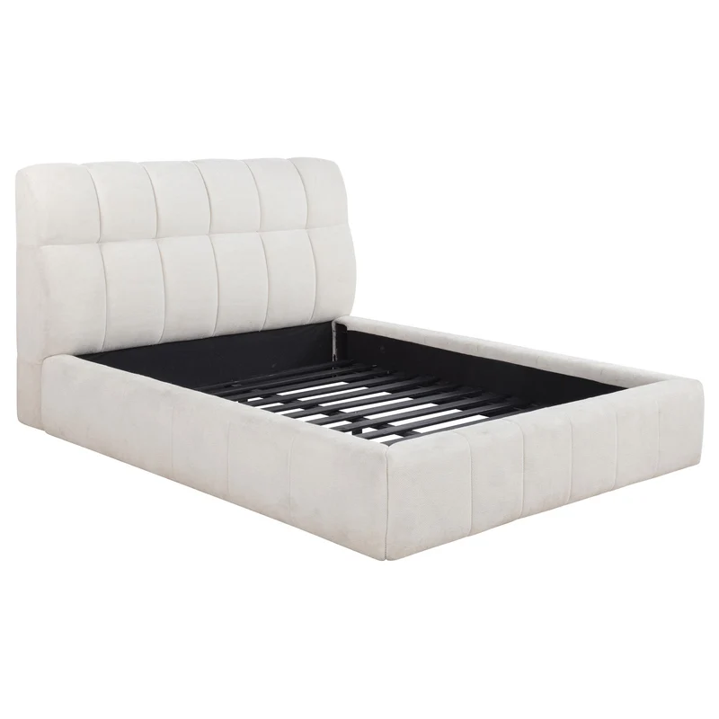 Coaster Furniture Nollet 315917CRMQ 48-inch Upholstered Queen Panel Platform Bed - Cream