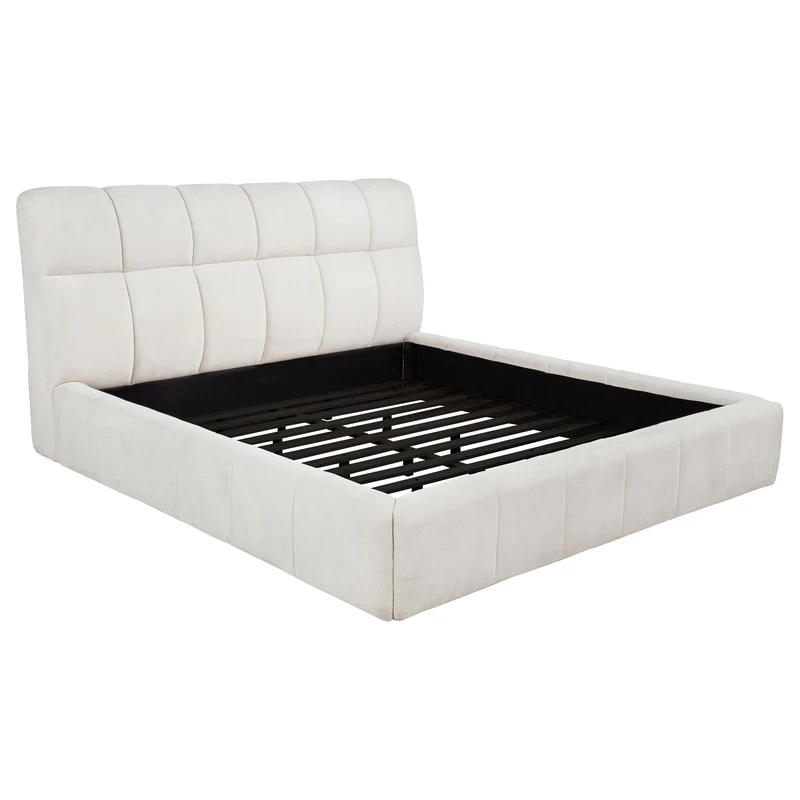 Coaster Furniture Nollet 315917CRMKE 48-inch Upholstered Eastern King Platform Bed - Cream