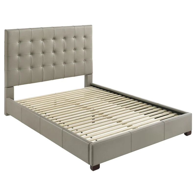 Coaster Furniture Medley 315911TANQ Genuine Leather Queen Panel Platform Bed - Tan
