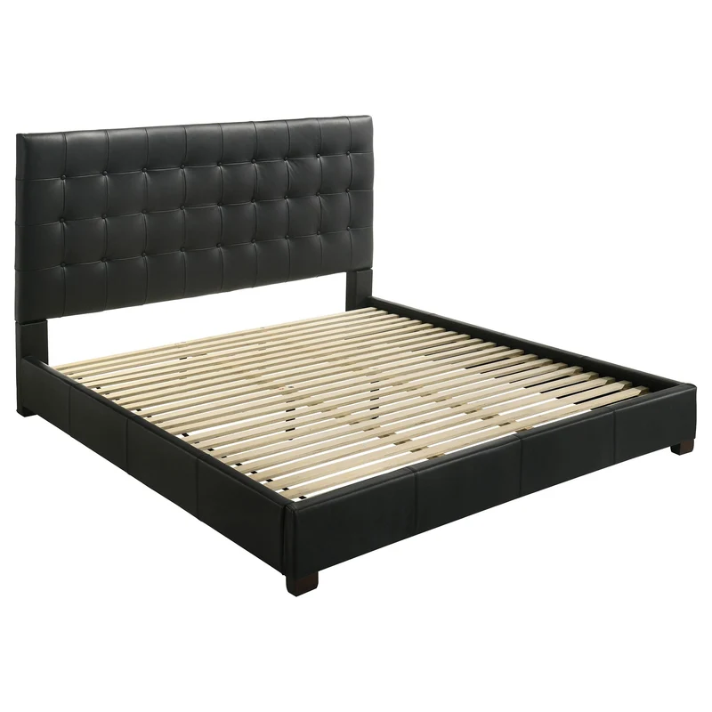Coaster Furniture Medley 315911BLKKE Genuine Leather Eastern King Platform Bed - Black