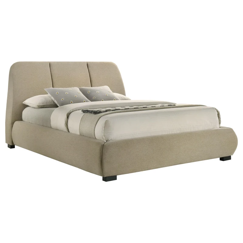 Coaster Furniture Mokena 310091Q 46-inch Upholstered Queen Platform Bed - Brown