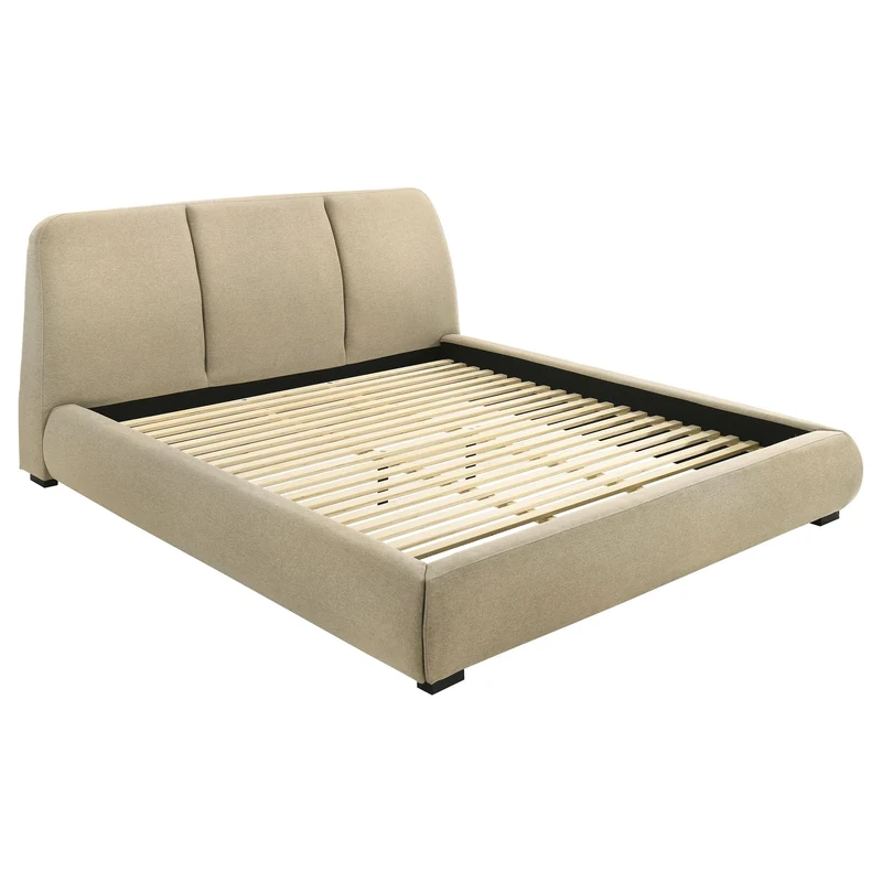 Coaster Furniture Mokena 310091KE 46-inch Upholstered Eastern King Platform Bed - Brown