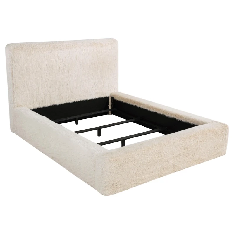 Coaster Furniture Rebecca 306141Q Faux Fur Upholstered Queen Bed - Cream
