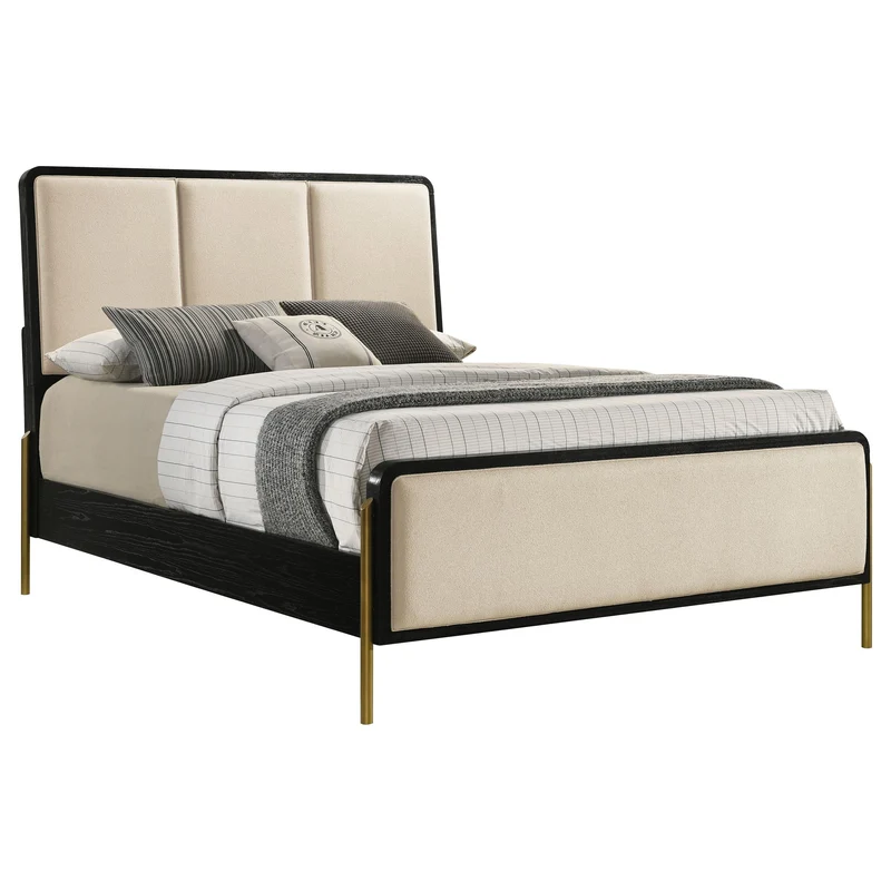 Coaster Furniture Arini 224331KECRM 56-inch Eastern King Panel Bed - Cream/Black