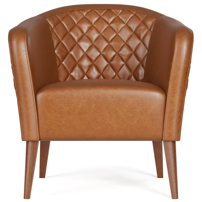 Weekender Webster Barrel Chair- Faux Leather Camel