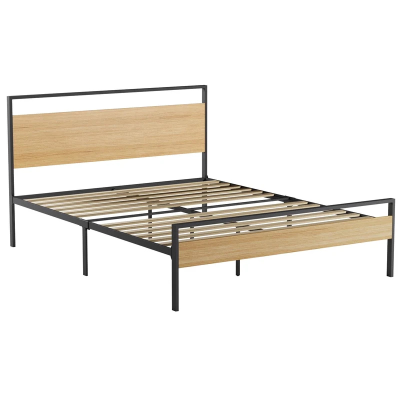Weekender Thompson Metal and Wood Platform Bed- Natural (Queen)