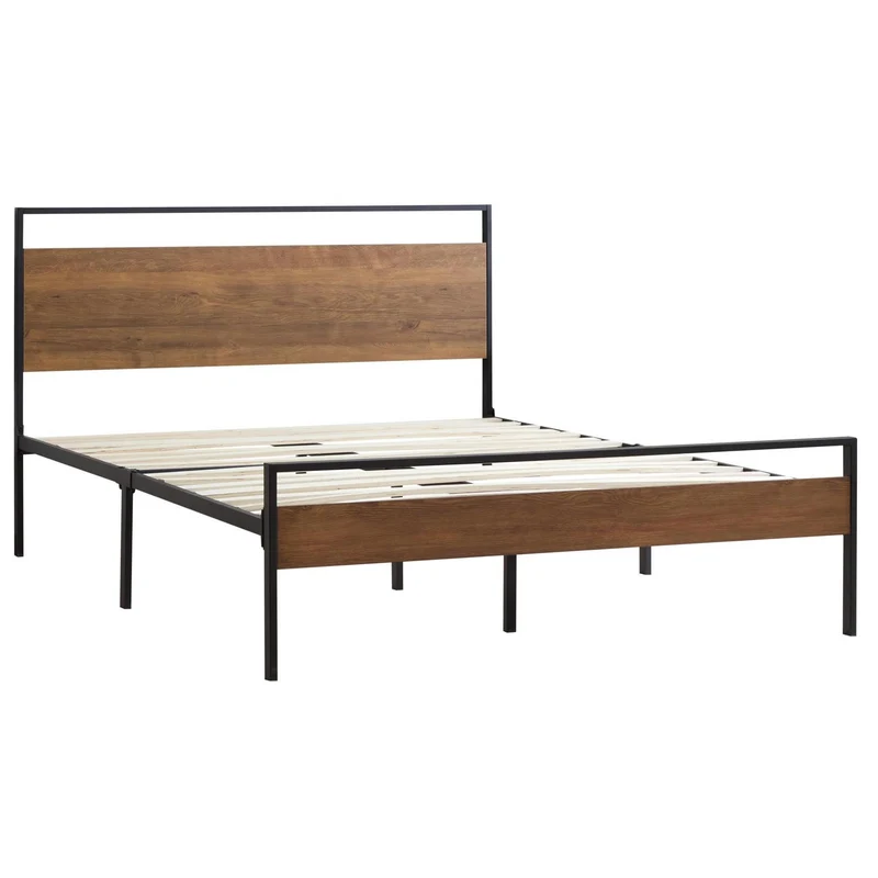 Weekender Thompson Metal and Wood Platform Bed- Brown (Twin)