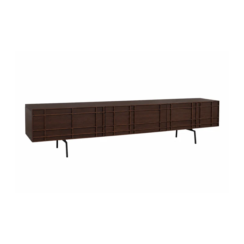 Mueble de TV con listones - Dunkerque - Smoke - 220 cm