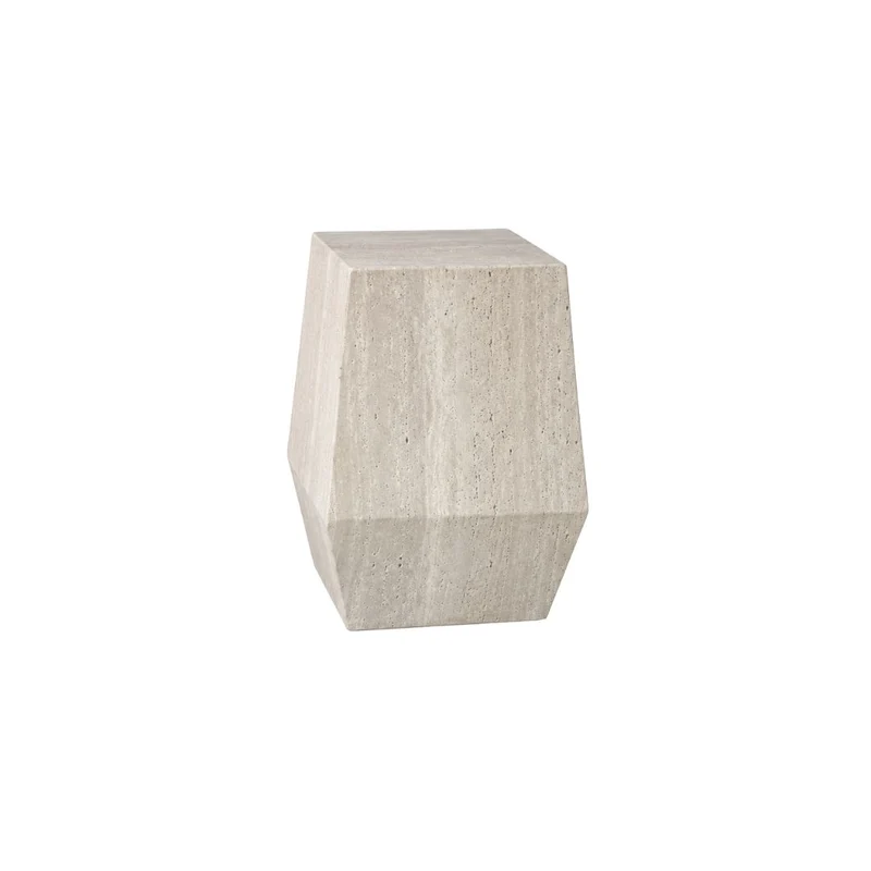 Mesa auxiliar Soma - Ancho 32 Profundidad 26 Altura 45 - Travertino sin rellenar - Blanco