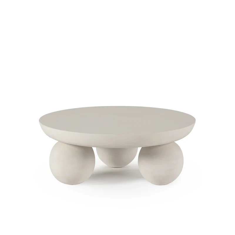 Mesa de centro redonda Ailen 90 cm Beige efecto cemento