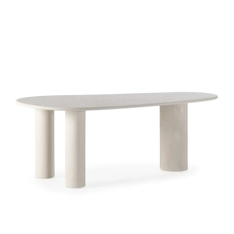 Mesa de comedor ovalada Daila 200 cm Crema efecto cemento