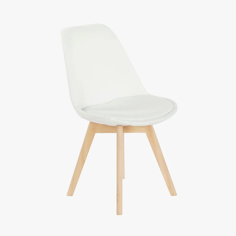 Cadeira Com Revestimento Tecido Branco e Pés em Faia 48X56X83 EAMES