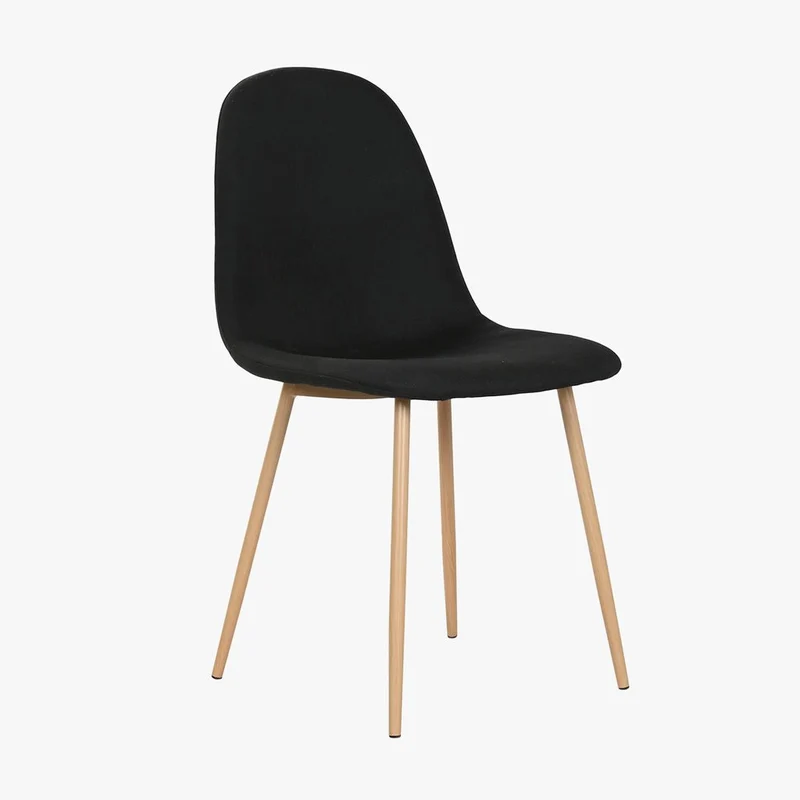 Cadeira em Tecido Preto com Pés Efeito Madeira 44X51X85 EAMES