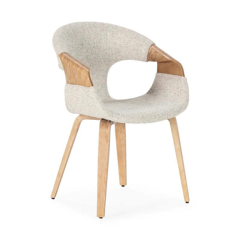 Silla de comedor Elif Beige y roble lavado