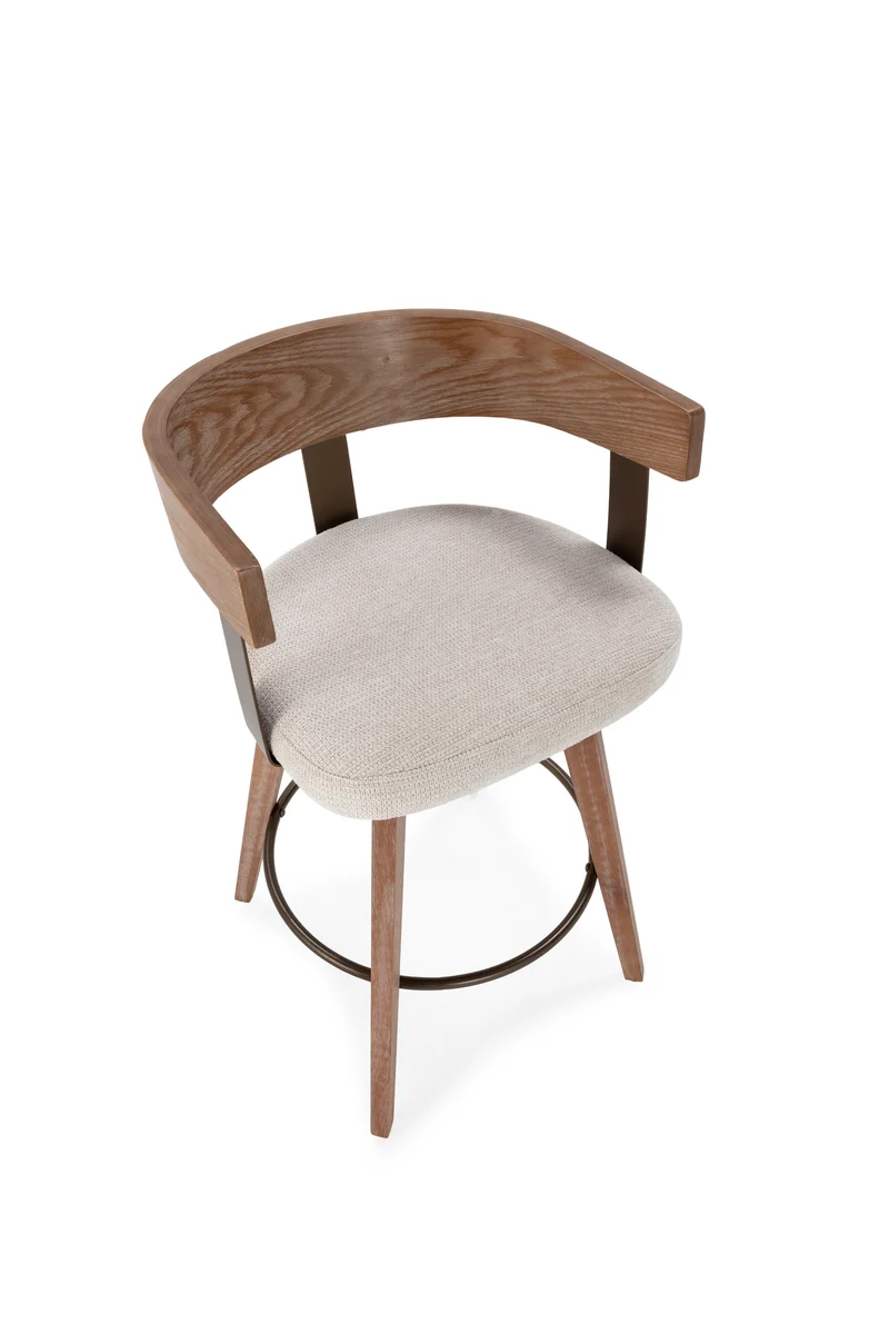 Taburete giratorio Ilia Beige y roble lavado