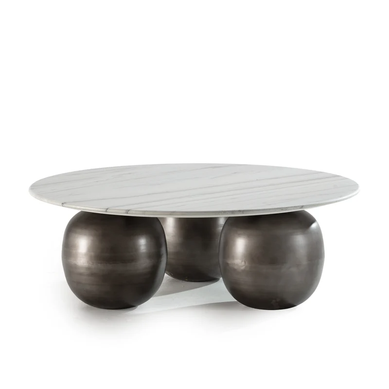 Mesa de centro redonda Tanya 120 cm Mármol blanco
