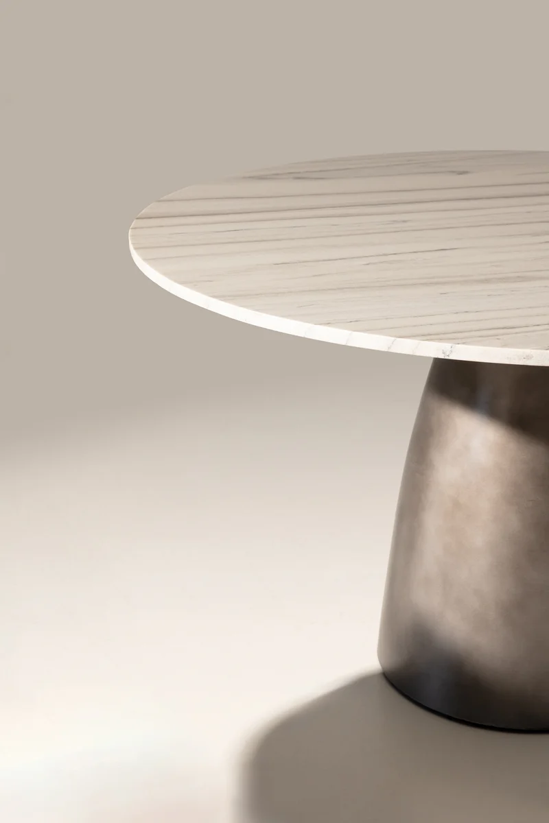 Mesa de comedor redonda Amal 130 cm Mármol blanco