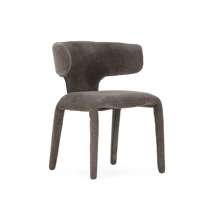Silla de comedor Maca Gris oscuro y patas tapizadas