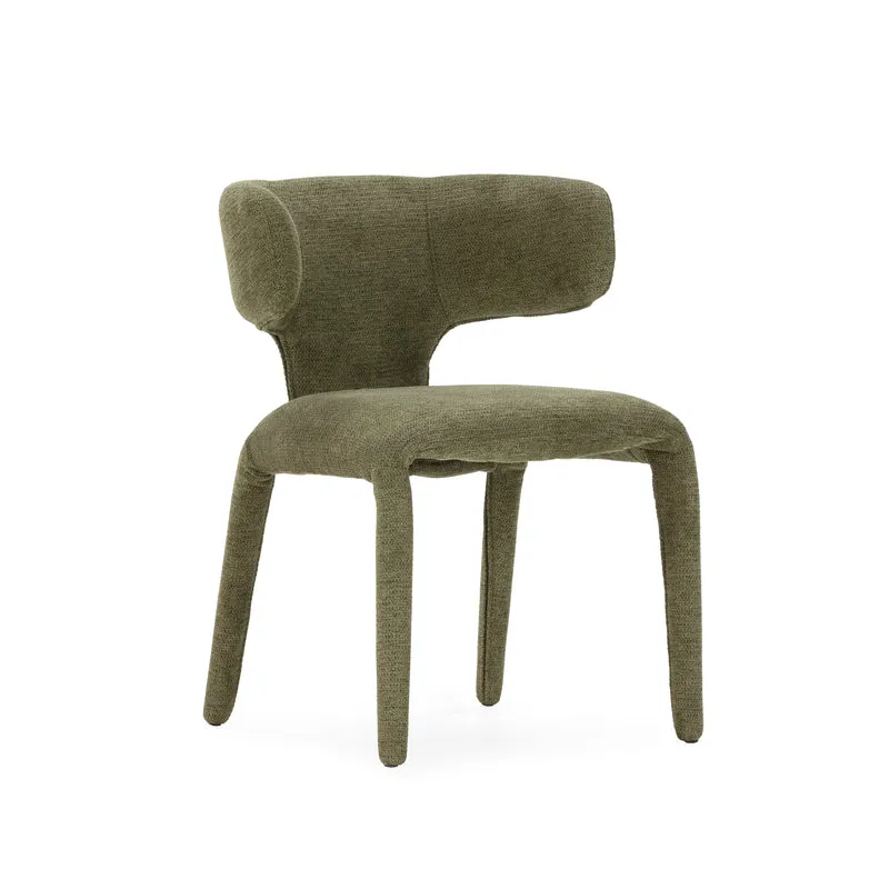 Silla de comedor Maca Verde y patas tapizadas