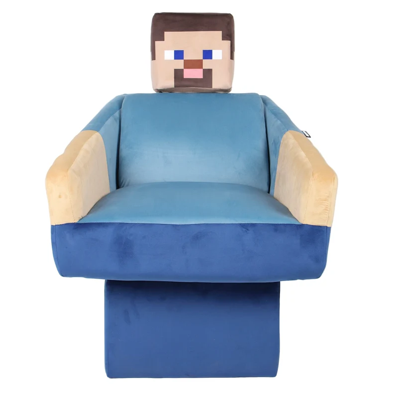 Drehsessel 'Minecraft' - Design Steve mit Arm- & Kopfstütze - Blau / Beige