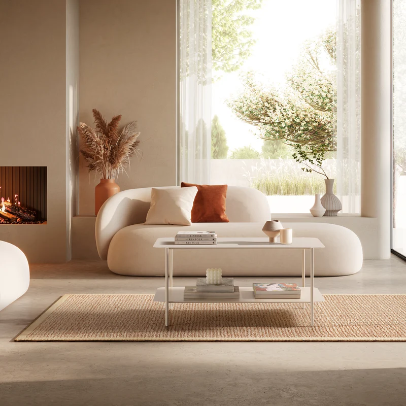 Mesa de centro rectangular Beatrix 90 cm Crema