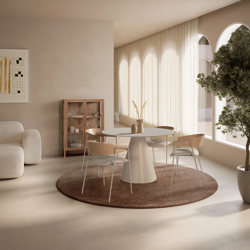 Mesa de comedor redonda Vida 120 cm Crema pie crema