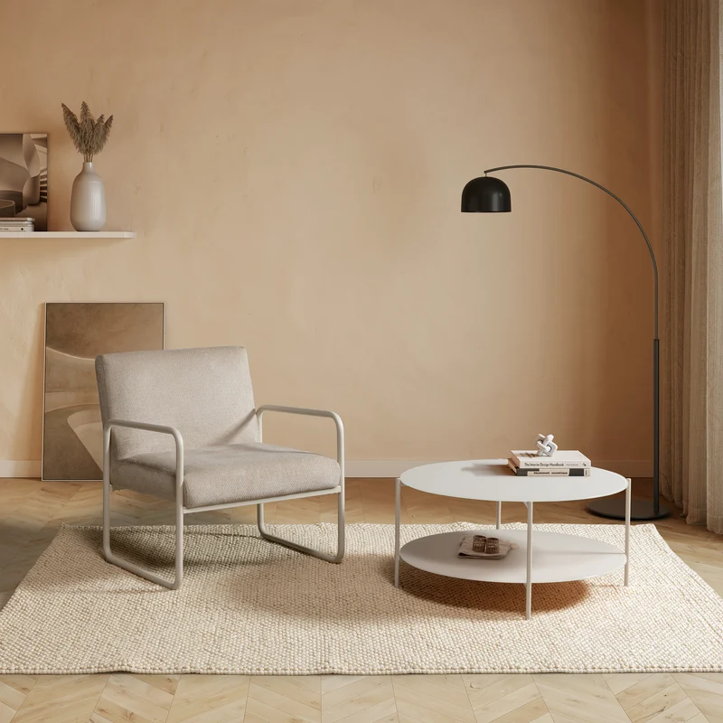 Mesa de centro redonda Davi 80 cm Crema