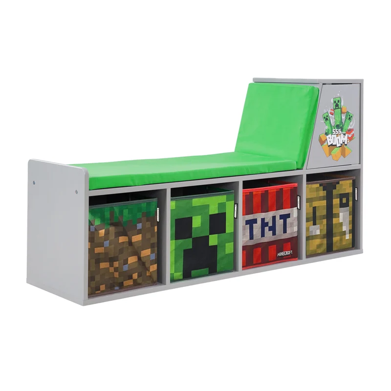 Lese-Sitzbank 'Minecraft' mit Sitzkissen und Stauraumboxen