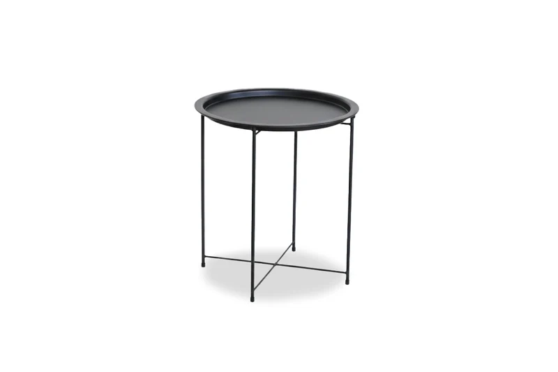 Mesa Auxiliar Redonda Nancy Industrial Color Negro