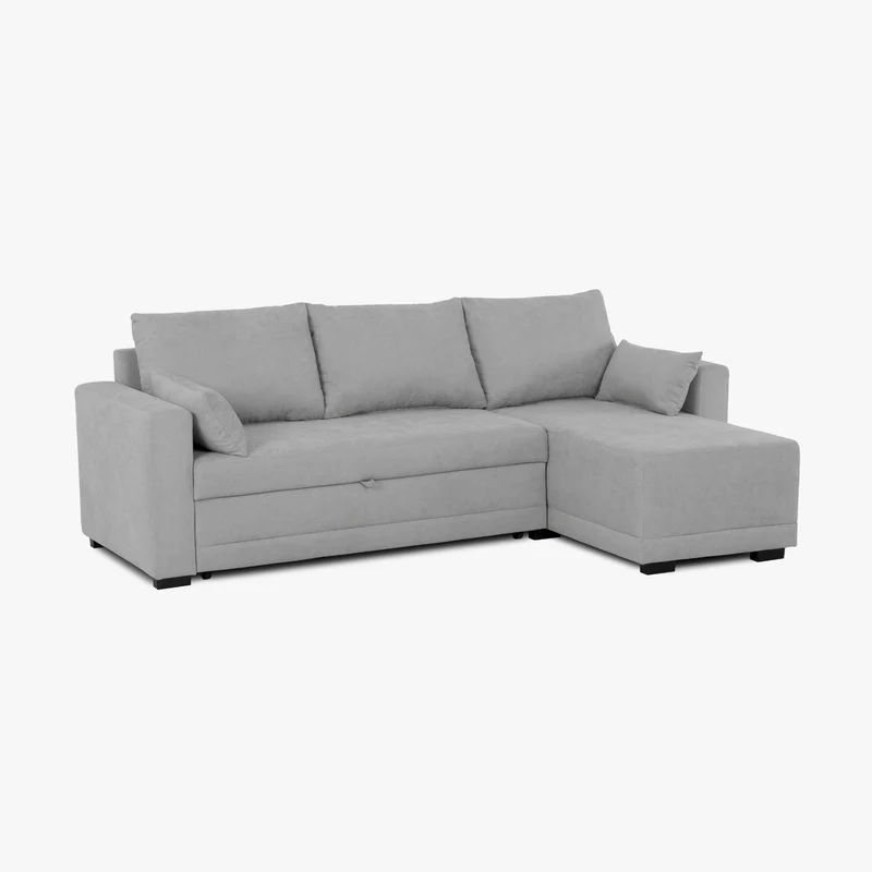 Sofá cama com chaise longue reversível cinza claro CLOONEY