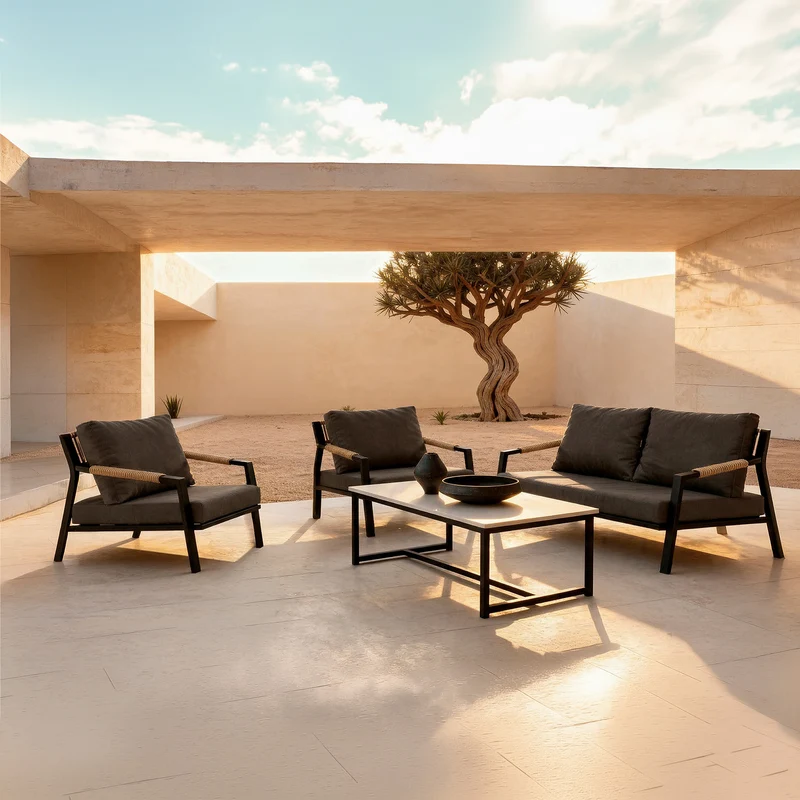 Set Muscat Sofá, Sillones y Mesa de centro Negro