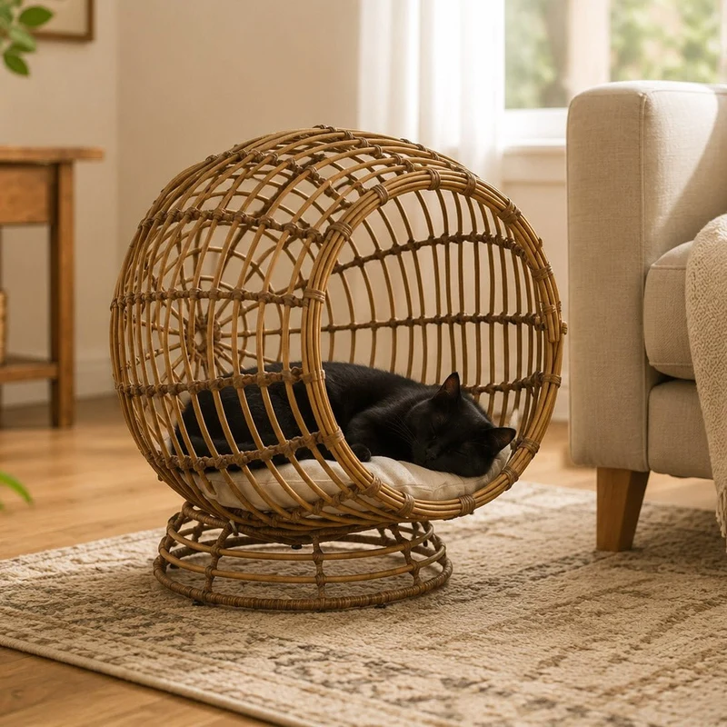 Cama de Animal Rattan Circular 60x58x58 PAWRENTS