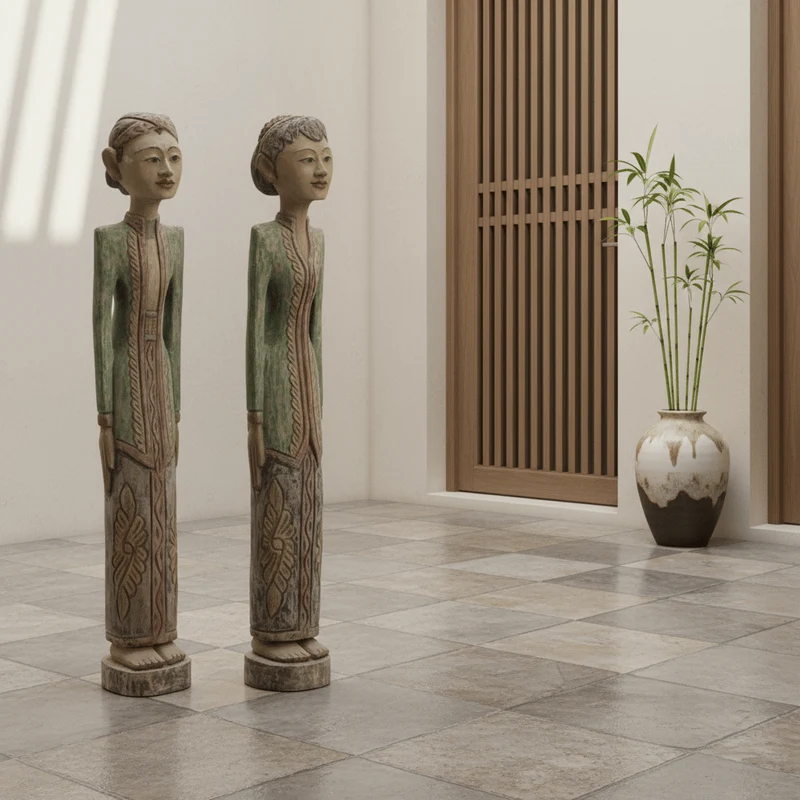 Conjunto de 2 Esculturas Talha ZEN