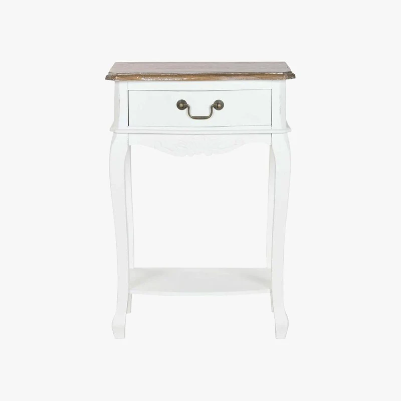 Mesa de Cabeceira Branca com Uma Gaveta 48x35x69 VERSAILLES