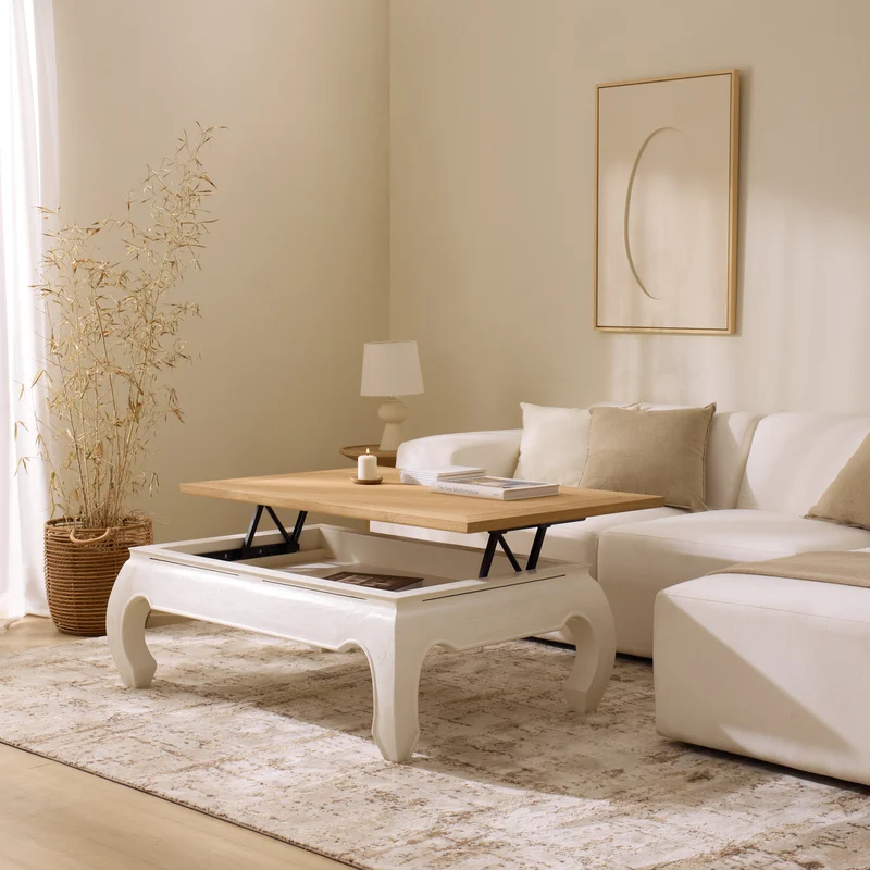 Mesa de centro elevable Curve blanca