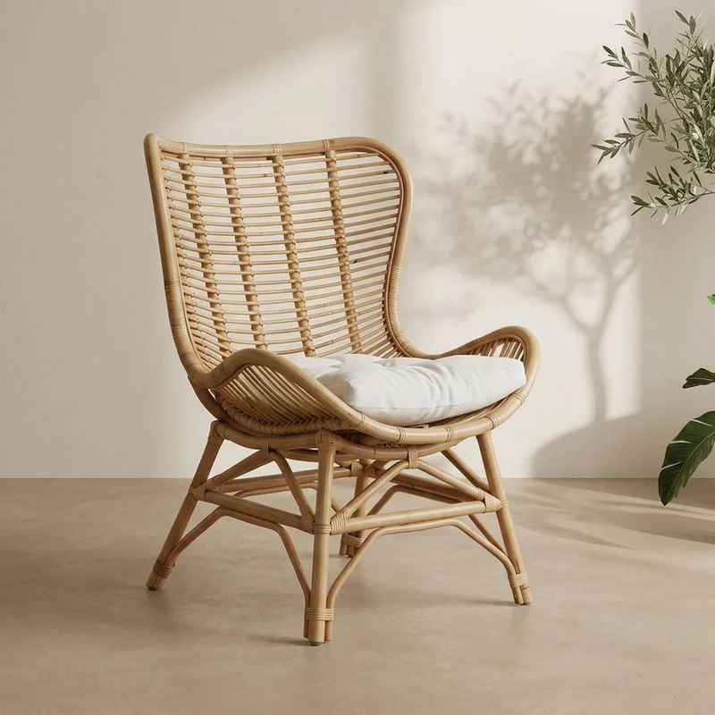 Cadeirão de Rattan Bambu 76x74x99