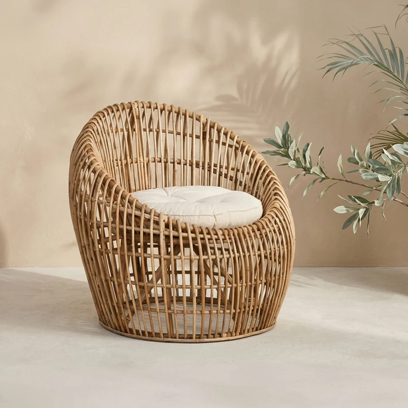 Cadeirão de Rattan e Bambu 70x70x74